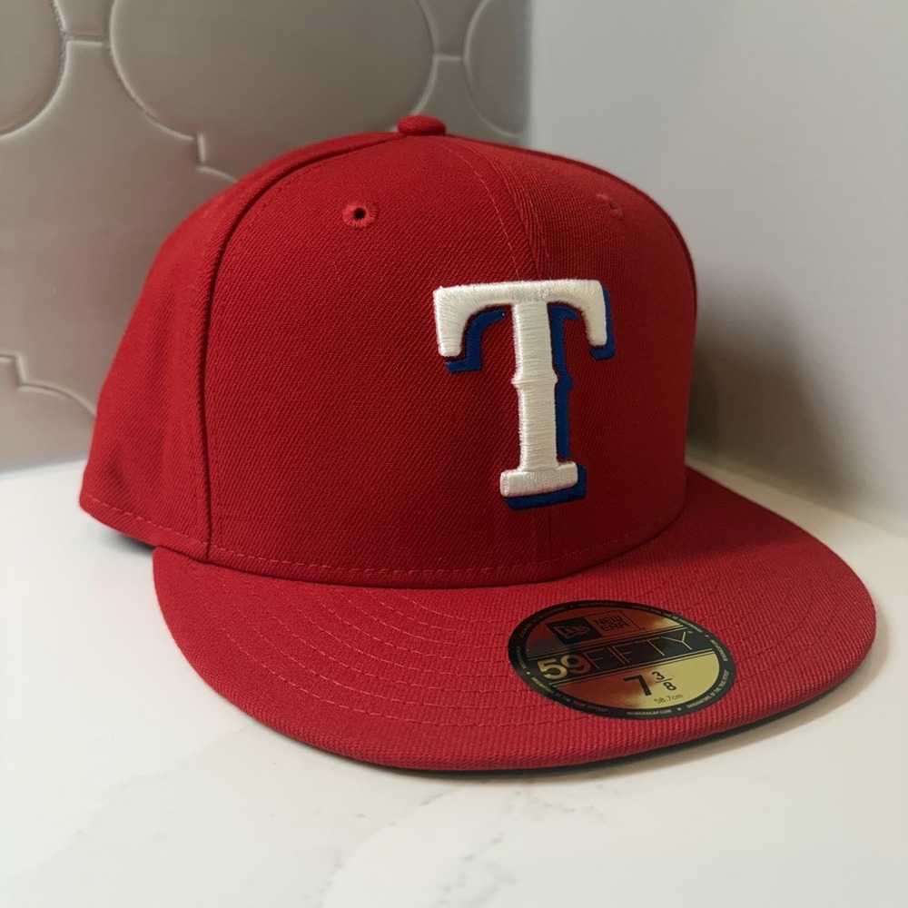 New Era Texas Rangers 59FIFTY Red On-Field Fitted Hat Cap Size 7 3/8